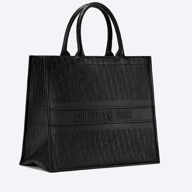 Cheap Book Dior Tote Oblique Embossed Black Calfskin 0813 Luxury
